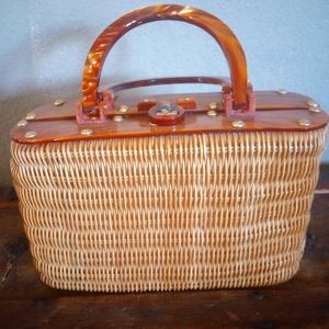1950's Lucite and Wicker Purse